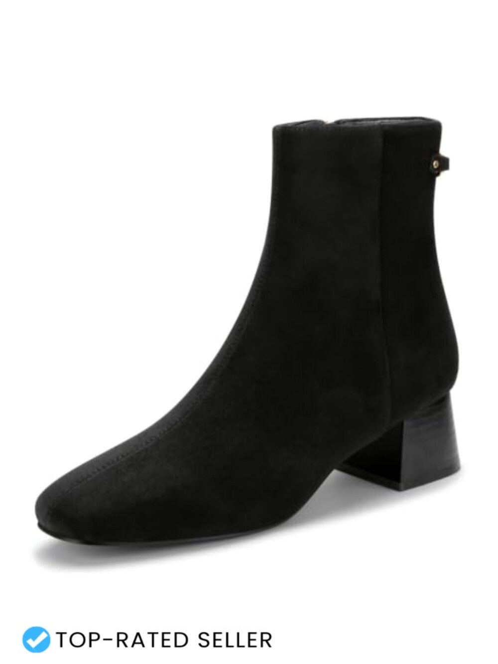 Womens Ankle Boots Square Toe Chunky Low Heel Side Zipper